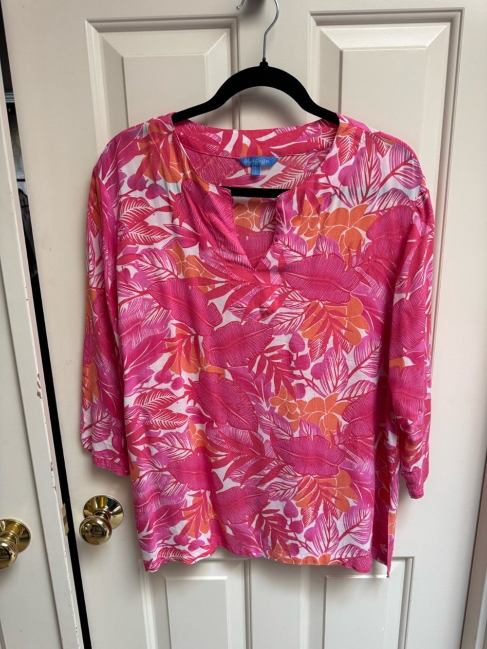 Blue Ginger Pink And Orange Floral Blouse